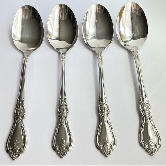 Oneida distinction deluxe HH stainless spoons set of 4 vintage ornate baroque - Picture 1 of 7